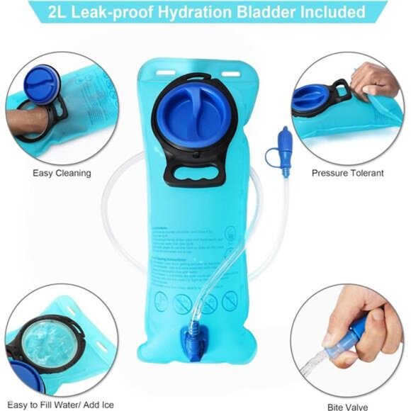 Hydration Backpack - Lightweight Water Backpack with 2L Water Bladder Bag, - Picture 3 of 6